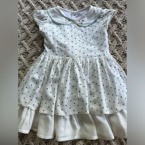 Well Dressed Wolf Dress White Navy Stars Ruffles Collar Viscose Size 18 months
